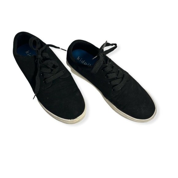 Kidpik Unisex Kids Sneaker Shoes Black Lace Up Low Top Non Marking Skater Suede - Picture 2 of 4